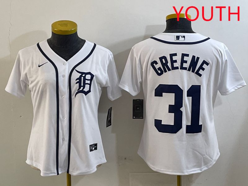 Youth Detroit Tigers #31 Greene White Game 2025 Nike MLB Jersey style 1